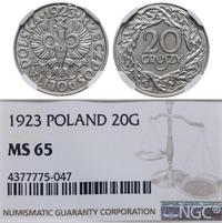 20 groszy 1923, Warszawa, piękna moneta w pudełk
