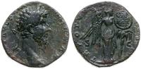 sestercja 165-166, Rzym, Aw: Głowa cesarza w pra