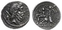 denar 59 pne, Rzym, Aw: Głowa Saturna w prawo, z