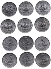 Polska, zestaw: 6 x 5 groszy, roczniki: 1965, 1967, 1968, 1970, 1971,