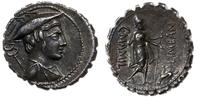 denar serratus 82 pne, Rzym, Aw: Popiersie Merku