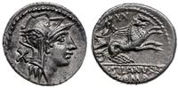 denar 91 pne, Rzym, Głowa Romy w hełmie w prawo,
