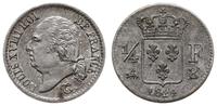 1/4 franka 1824 B, Rouen, na awersie w tle odbic