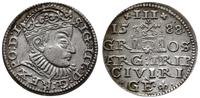 trojak 1588, Ryga, duża głowa króla (korona z li