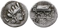 denar 84 pne, Rzym, Głowa Cybele w koronie w pra