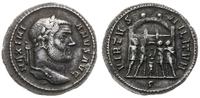 argenteus 295-297, Rzym, Aw: Głowa cesarza w pra