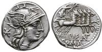 denar 132 pne, Rzym, Aw: Głowa Romy w hełmie w p