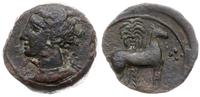 brąz ok. 400-350 pne, Kartagina, Aw: Głowa Tanit