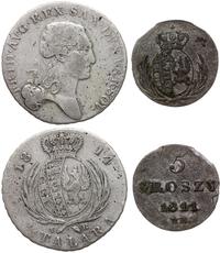 Polska, zestaw: dwuzłotówka (1/3 talara) 1814 i 5 groszy 1811