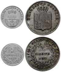 zestaw: dwuzłotówka 1831 Warszawa i 5 groszy 183