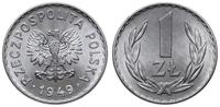 1 złoty 1949, Warszawa, aluminium, piękny, Parch