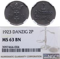 2 fenigi 1923, Berlin, moneta w pudełku NGC ocen
