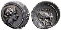 denar 46 pne, Rzym, Aw: Głowa Apolla w prawo, Rw