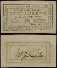4 złote polskie 4.09.1794, seria 1-M, popplamion