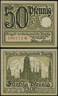 50 fenigów 15.04.1919, numeracja 106172, druk zi