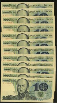 zestaw banknotów 10 i 20 złotych 1.06.1982, 14 x