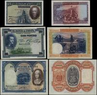 zestaw 3 banknotów, 25 peset 15.08.1928, 100 pes