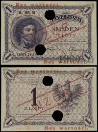 1 złoty 28.02.1919, czerwony nadruk Bez wartości