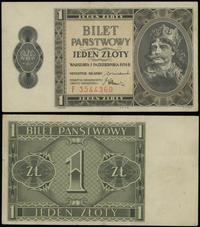 1 złoty 1.10.1938, seria F 3544360, złamane, Luc