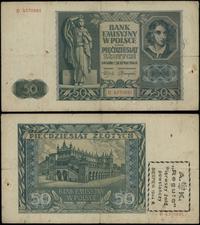 50 złotych 1.08.1941, seria D 4370891, z nadruki