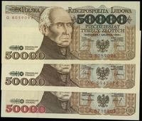 zestaw 3 banknotów 50.000 złotych, 2 x 50000 zł 