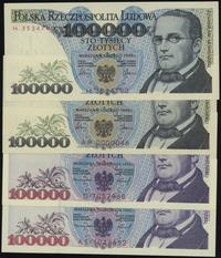 zestaw 4 banknotów 100.000 złotych, 2 x 100000 z