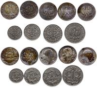 zestaw 9 monet obiegowych, 10 groszy 1923, 20 gr