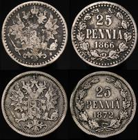 zestaw 2 monet 25 penniä 1866 i 1872, drobne usz