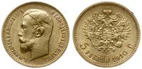 5 rubli 1910 ЭБ, Petersburg, złoto 4.30 g, rzadk
