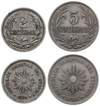 zestaw: 2 centesimos 1901 Paryż i 5 centesimos 1