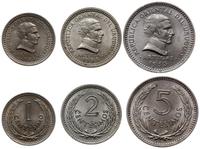 zestaw: 1, 2, 5 centesimos 1953, Paryż, miedzion