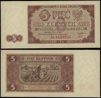 5 złotych 1.07.1948, seria AA, numeracja 4480924