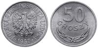 50 groszy 1957, Warszawa, aluminium, piękne, pat
