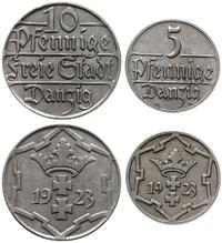 zestaw: 5 i 10 fenigów 1923, razem 2 sztuki, bar