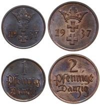 lot 2 monet: 1 i 2 fenigi 1927, Berlin, łącznie 