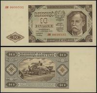 10 złotych 1.07.1948, seria AW 0038532, wyśmieni