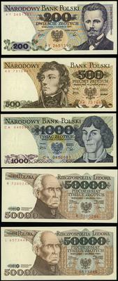 zestaw 5 banknotów, 200 złotych 1.06.1979, 500 z