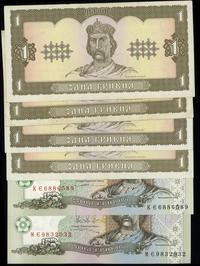 zestaw 6 banknotów, 1 x 1 hrywna 1994, 1 x 1 hry