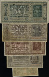 zestaw 5 banknotów 5.03.1942, nominały: 1, 5, 10