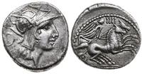 denar 91 pne, Rzym, Głowa Romy w prawo, za nią l
