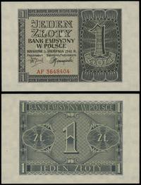 1 złoty 1.08.1941, seria AF 3648404, wyśmienite,