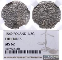 półgrosz 1549, Wilno, końcówki LI/LITVA, piękna 