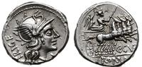 denar 142 pne, Rzym, Aw: Głowa Romy w hełmie w p