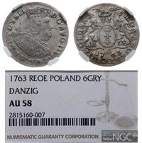 szóstak 1763 REŒ, Gdańsk, odmiana z napisem AVG 