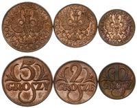 Polska, zestaw: 5 groszy, 2 grosze i 1 grosz, 1938