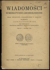 czasopisma, Wiadomości Numizmatyczno-Archeologiczne, tom XV, rocznik 1933