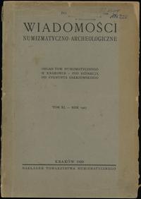 czasopisma, Wiadomości Numizmatyczno-Archeologiczne, tom XI, rocznik 1927