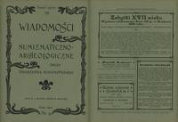 czasopisma, Wiadomości Numizmatyczno-Archeologiczne Nr 54 (4/1902) oraz indeks rocznika
