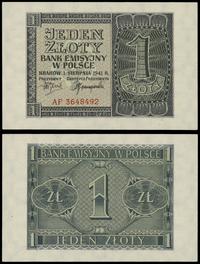1 złoty 1.08.1941, seria AF 3648492, wyśmienite,