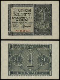 1 złoty 1.08.1941, seria AF 3648493, wyśmienite,